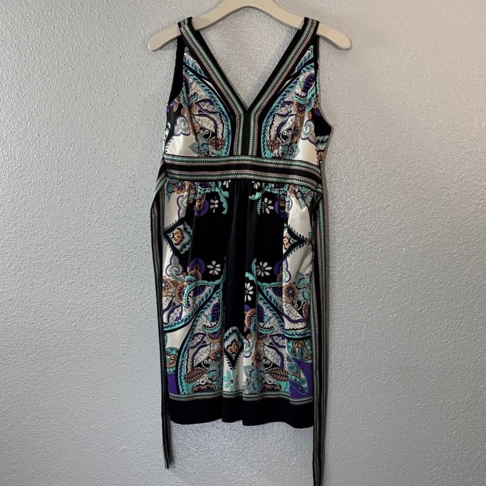 Ice Black and Blue Paisley Midi Dress